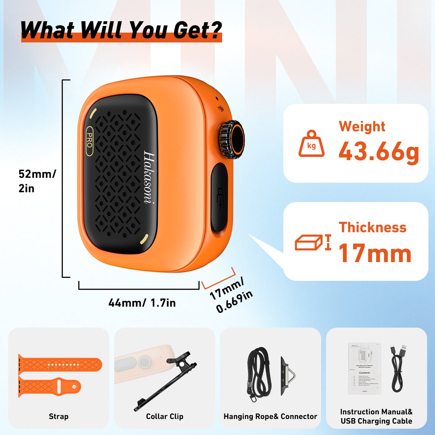 Hakasoni Wearable Mini Bluetooth Speaker Portable Wireless Audio